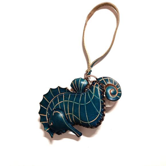 Blue Leather Seahorse Wristlet - 6'' PCB Florida Design - Picture 5 of 7